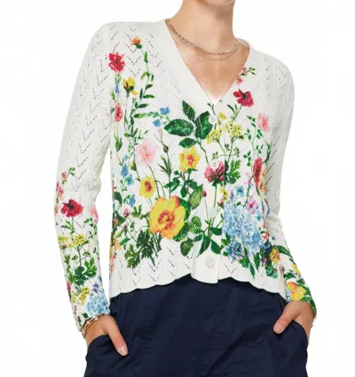Current Air Floral Print Scalloped Cardigan In Multi