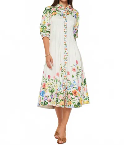 Current Air Floral Printed Button Down Midi Dress In Multi In Neutral