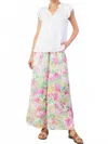 Current Air Floral Printed Long Wide Pants In Multi In Black