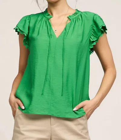 Current Air Flutter Sleeve Top In Green