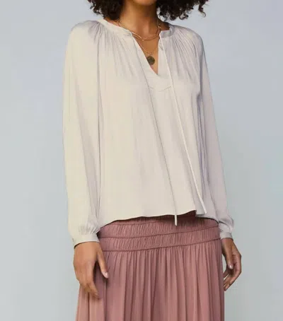 Current Air Gathered Split Neck Blouse In White