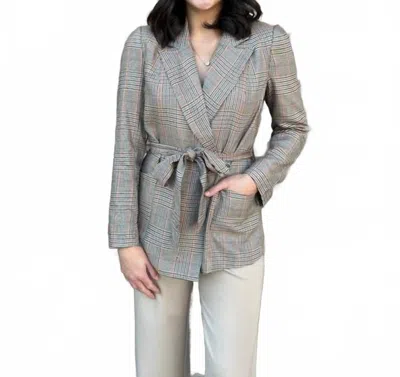 Current Air Glen Check Blazer In Beige Multi In Gray