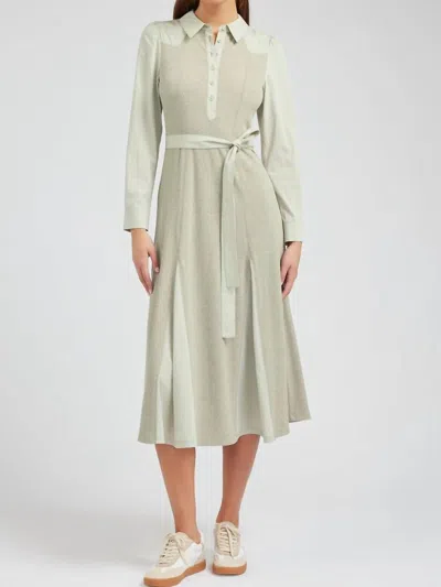Current Air Godet Skirt Ribbed Maxi Dress In Sage In Green