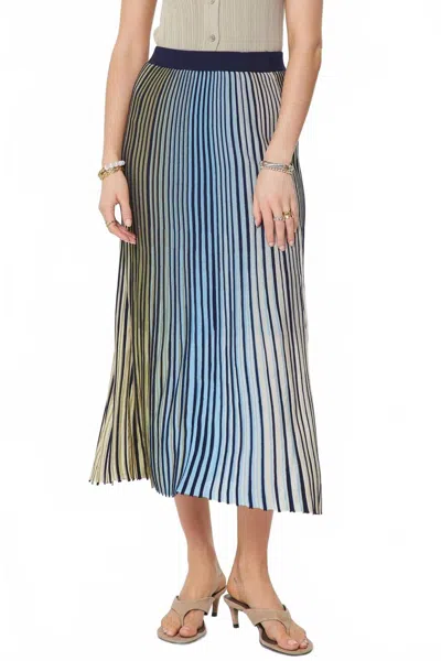 Current Air Striped Dolman Sleeve Sweater And Midi Skirt Set In Green Blue Multi In White