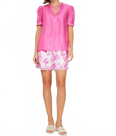Current Air Half Sleeve Ruffled Detail Blouse In Pink