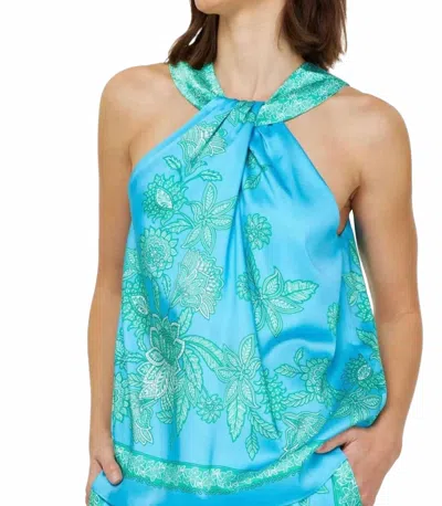Current Air Halter Neck Top With Back Opening In Aqua Blue