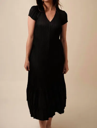 Current Air Helen Pleated Midi Dress In Black