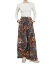 Current Air High Elasticized Waist Pants In Brown Multi In Brown