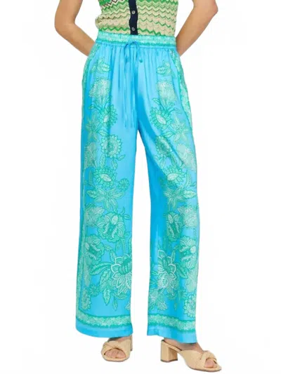 Current Air High Waist Full Length Pant In Aqua Blue