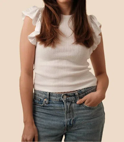 Current Air Ingrid Ruffled Sweater Knit Tank In White In Gray