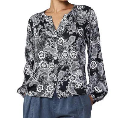 Current Air Isabel Floral Blouse In Grey In Multi