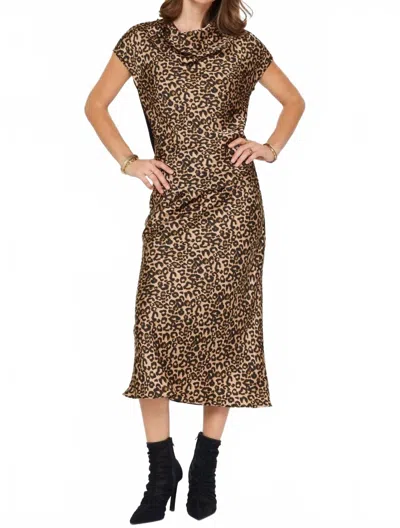 Current Air Ivy Cowl Neck Top In Leopard In Multi