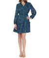 Current Air Jacquard Button Down Mini Dress In Teal In Blue