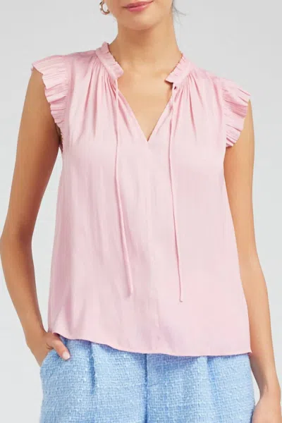 Current Air James Short Sleeve Blouse In Ballet Pink