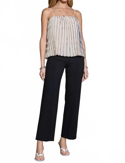 Current Air Janice Sleeveless Pleated Top In Light Beige In White