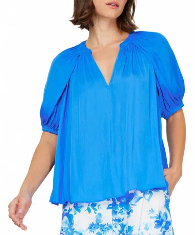 Current Air Joanna Blouse In Bright Blue/cornflower