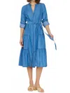 Current Air Jolen Button Down Midi Dress In Blue In Blue