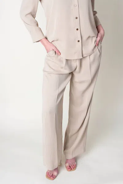 Current Air Jules High Waist Wide Leg Trousers In Light Taupe In Neutral