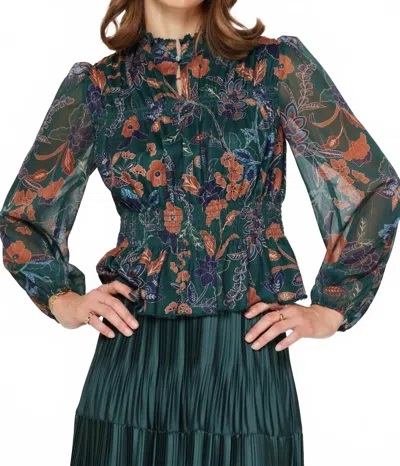 Current Air Julissa Top In Dark Green Multi