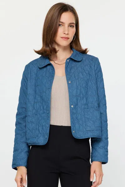 Current Air June Heart Jacket In Denim In Blue