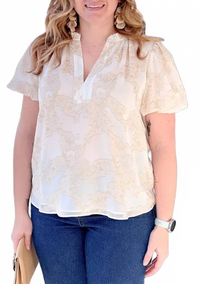 Current Air Kieran Puff Sleeves Top In Natural In Neutral
