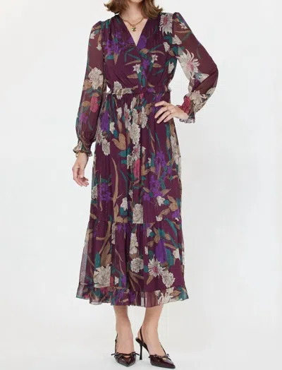 Current Air Krystal Dress In Wine Multi In Purple