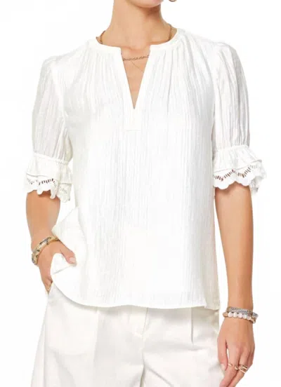 Current Air Lace Embroidered Sleeve Blouse In White