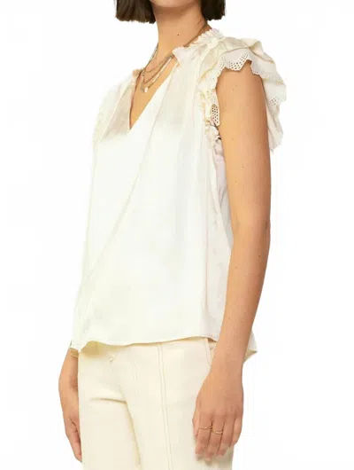 Current Air Lace Flutter Sleeve Blouse In Cream In White