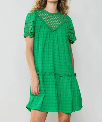 Current Air Lace Sleeve Mini Dress In Green