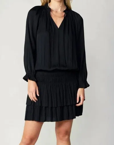 Current Air Laurel Pleated Mini Dress In Black