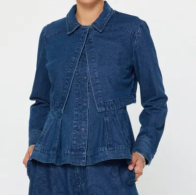 Current Air Layered Jacket & Vest Set In Denim Blue