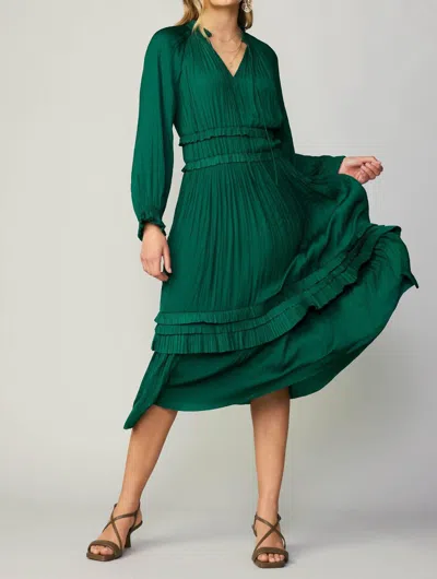 Current Air Leia Pleated Midi Dress In Emerald In Green