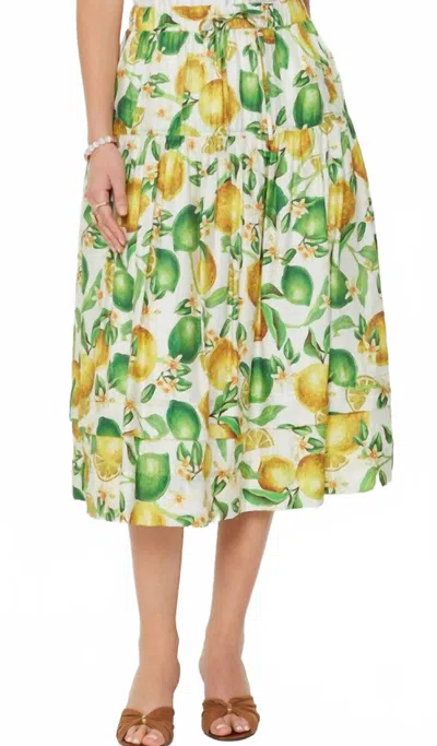 Current Air Lemon Midi Skirt In Yellow/green In Multi