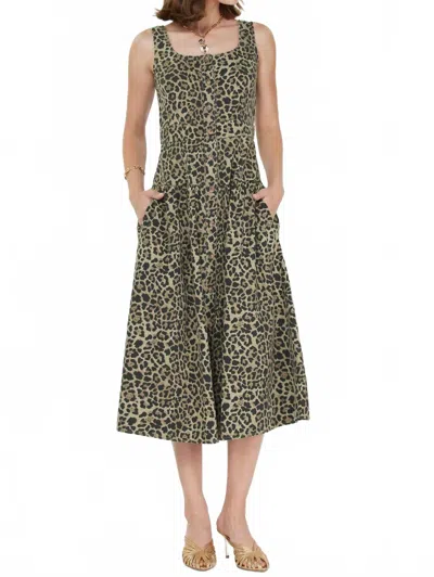 Current Air Leopard Print Midi Dress In Brown / Tan In Multi