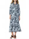 Current Air Long Sleeve Abstract Print Maxi Dress In Grey Multi In Gray