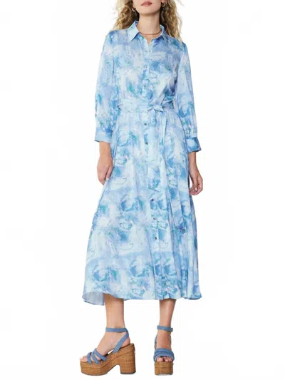 Current Air Lillie Printed Dress In Summer Blue Abstract In Multi
