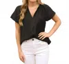 Current Air Linen Blend Top In Black In Black