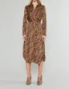 Current Air Link Motif Shirt Dress In Olive Wine In Multi
