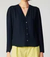 Current Air Lisette Button Down Blouse In Black In Blue