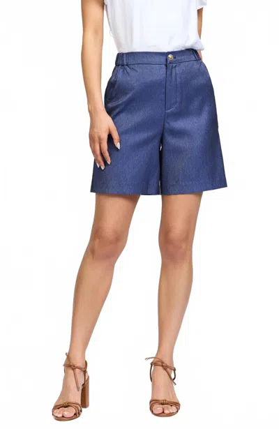 Current Air Long Denim Short In Denim Blue In Gold