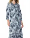 Current Air Long Sleeve Abstract Print Maxi Dress In Grey Multi In Gray
