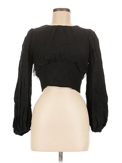 Pre-owned Current Air Long Sleeve Blouse In Black