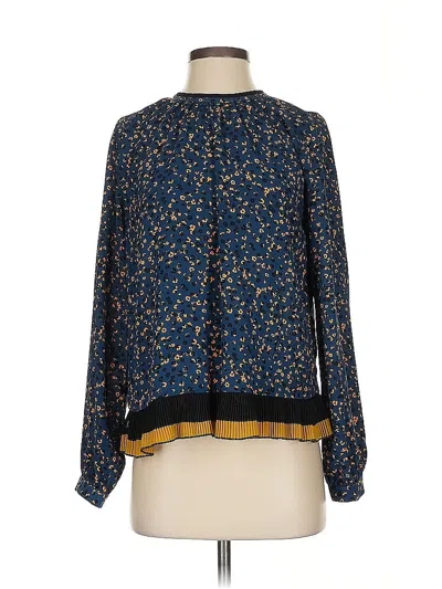 Pre-owned Current Air Long Sleeve Blouse In Blue