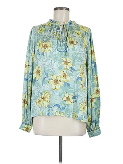 Current Air Long Sleeve Blouse In Blue