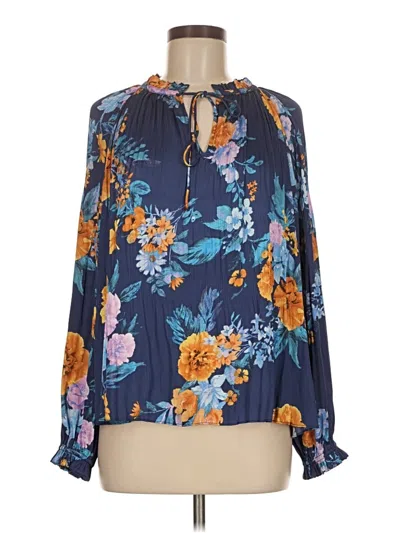 Pre-owned Current Air Long Sleeve Blouse In Blue