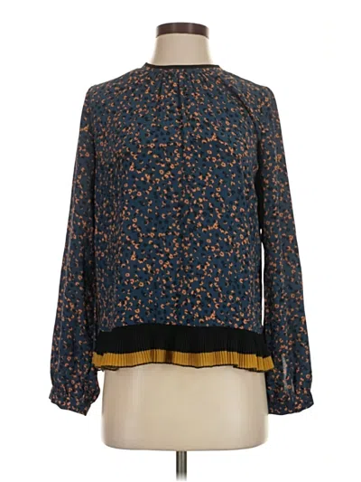 Pre-owned Current Air Long Sleeve Blouse In Blue