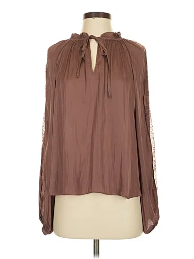 Pre-owned Current Air Long Sleeve Blouse In Brown