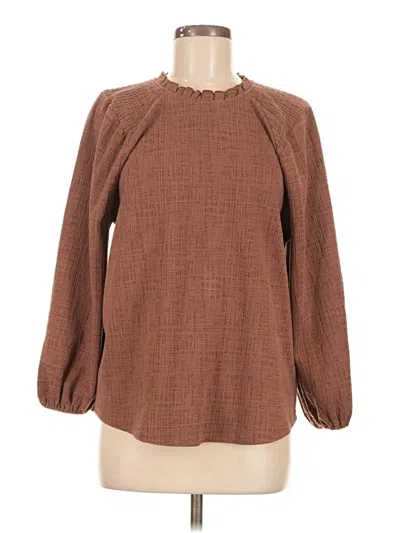 Pre-owned Current Air Long Sleeve Blouse In Brown