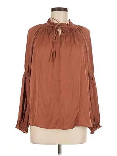 Pre-owned Current Air Long Sleeve Blouse In Brown