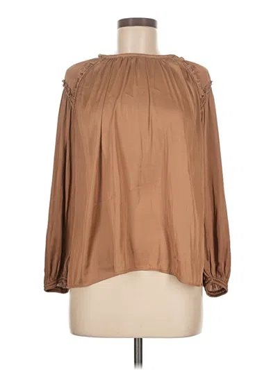 Pre-owned Current Air Long Sleeve Blouse In Brown